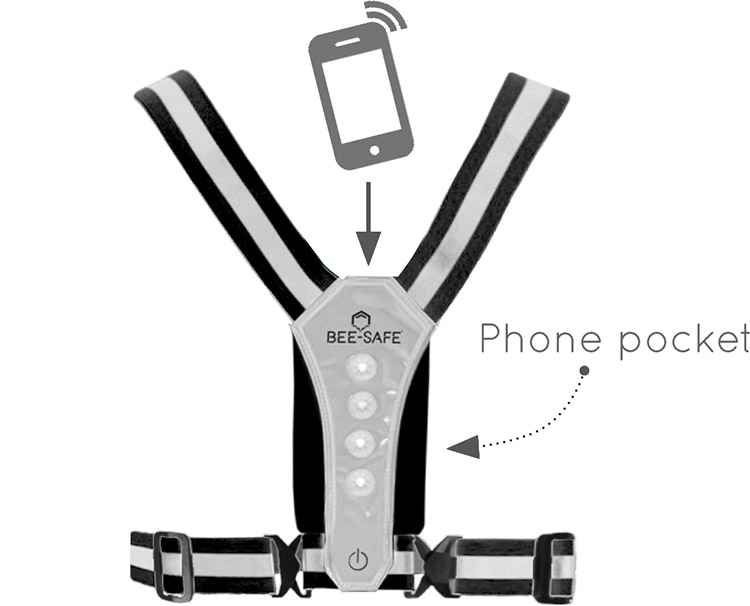 Bee Safe Led Harness USB  - Phone Pocket