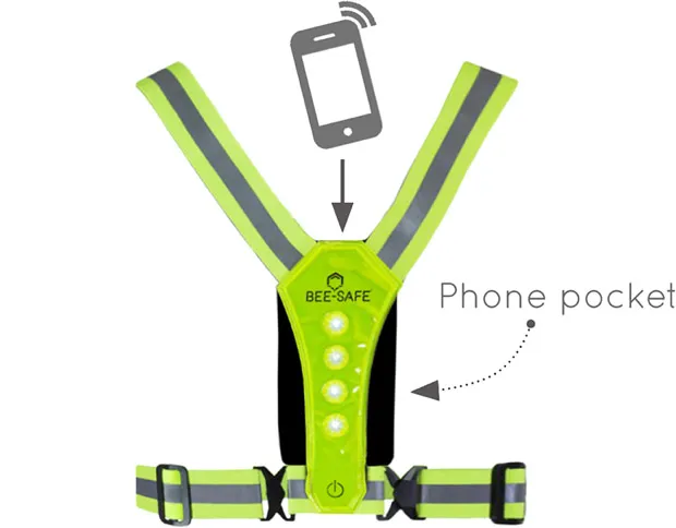 Bee Safe Led Harness USB Phone Pocket Lime